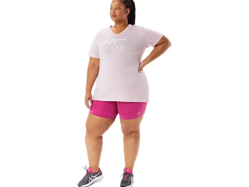 ASICS STRIPES V-NECK-Women T-Shirts & Tops|Extended Sizes