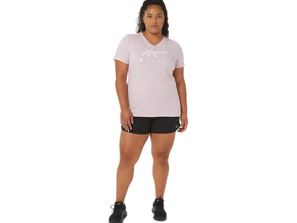 ASICS STRIPES V-NECK-Women T-Shirts & Tops|Extended Sizes
