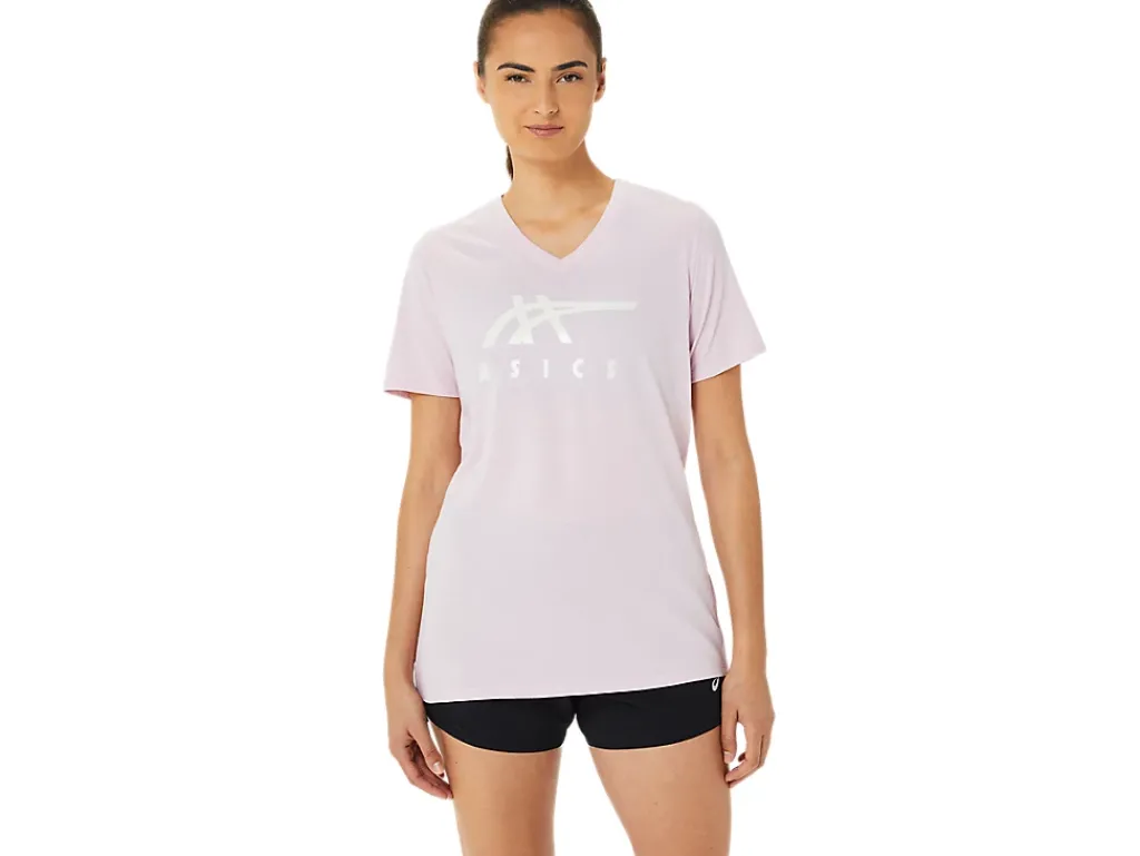 ASICS STRIPES V-NECK-Women T-Shirts & Tops|Extended Sizes