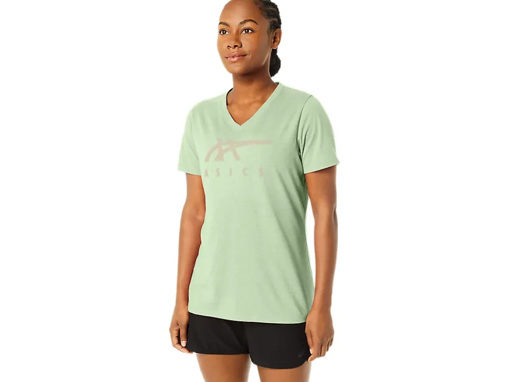 ASICS STRIPES V-NECK-Women Extended Sizes|T-Shirts & Tops