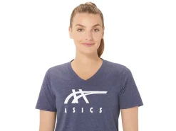 ASICS STRIPES V-NECK-Women Extended Sizes|T-Shirts & Tops