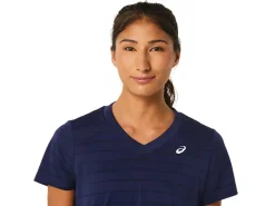ASICS COURT STRIPE SHORT SLEEVE TOP-Women Pickleball|Tennis