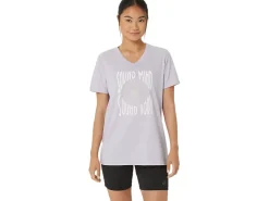 ASICS SUNFLOWER SLOGAN V-NECK-Women Extended Sizes|T-Shirts & Tops